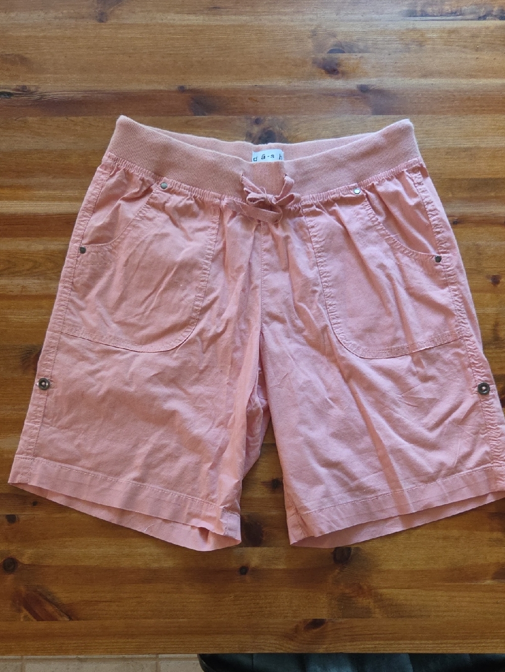 dā-sh Women's Super Soft Drawstring Cargo Bermuda Shorts — Blush Pink